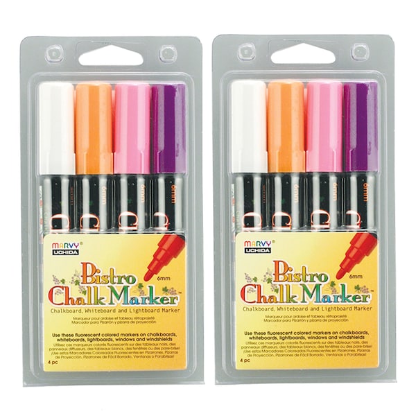Marvy Uchida Broad Tip Chalk Markers, Set 4D, 4 Colors Per Pack, 8PK 4804B - main